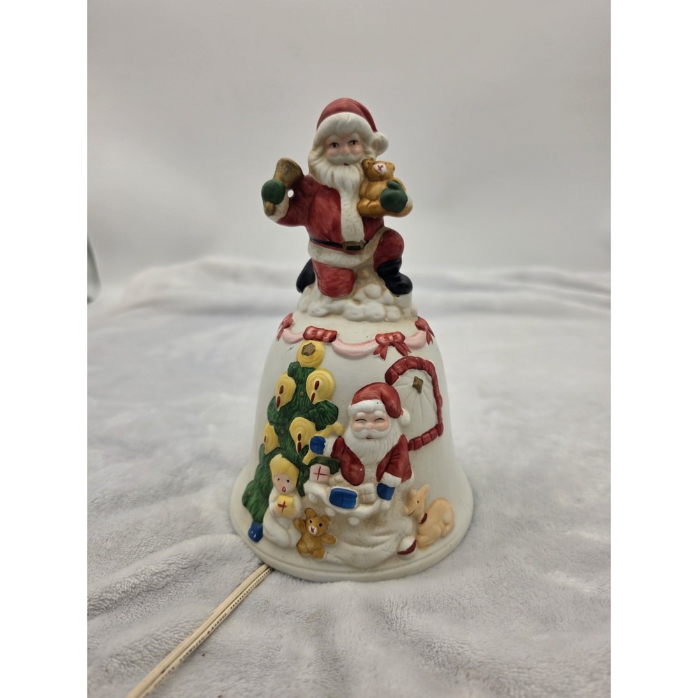 Vintage Christmas Around the World Lighted Santa Bell 7 3/4" Tall